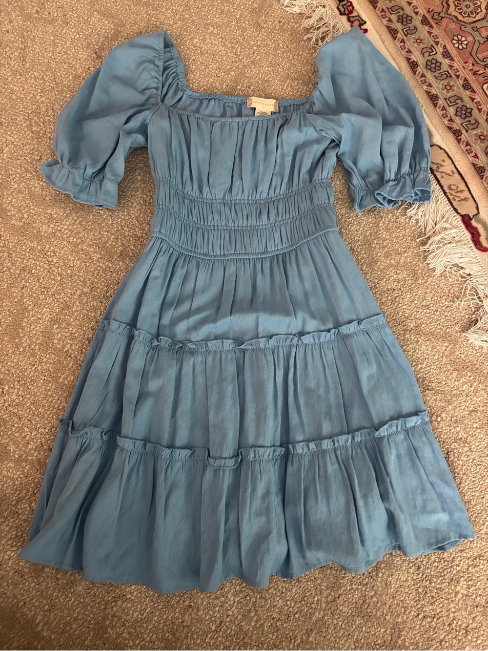 Altar'd State Powder Blue Puff-Sleeve Tiered Girls' Dress